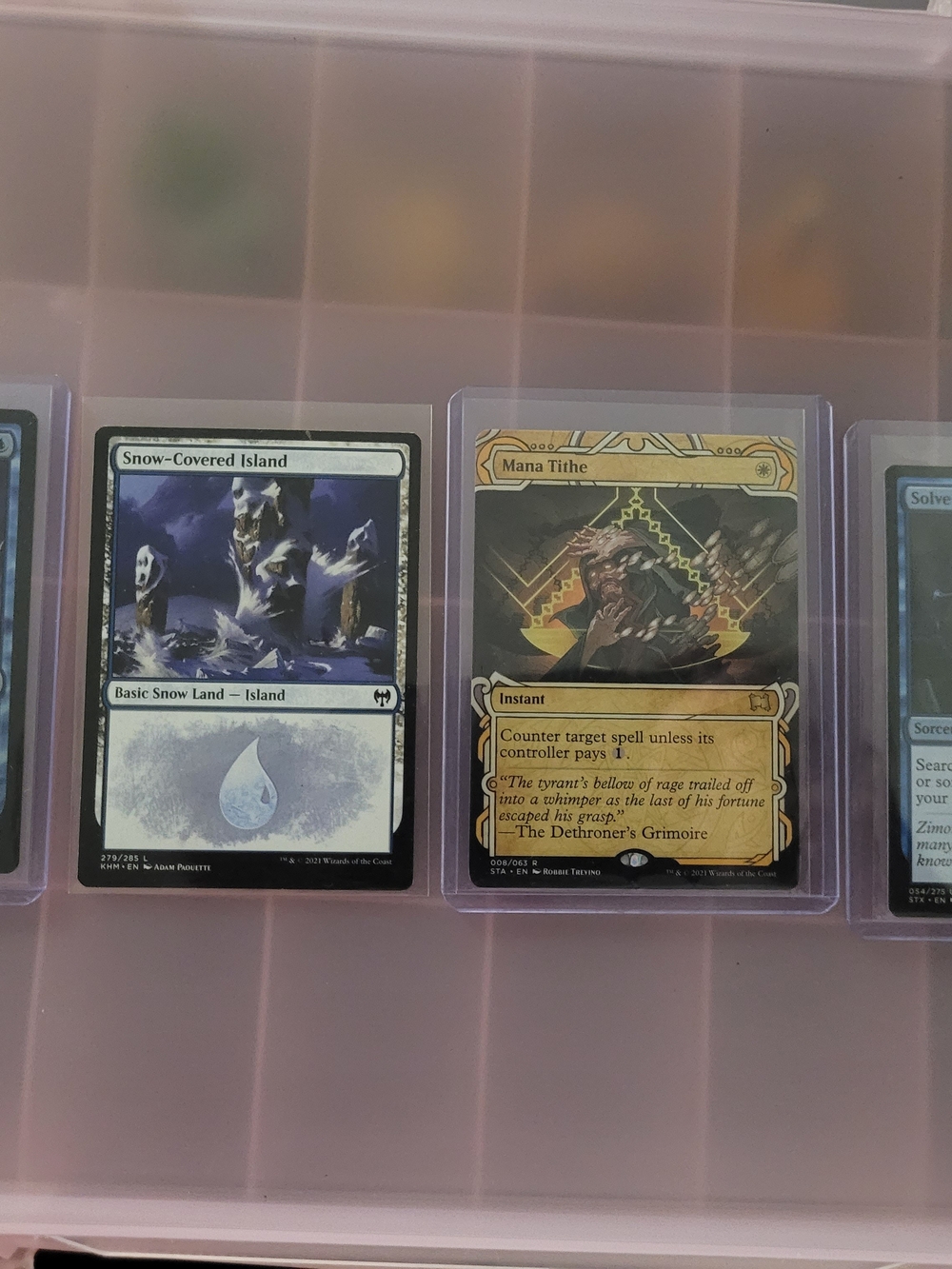 Magic: The Gathering Snow-Covered Island & Mana Tithe - Blue/Gold